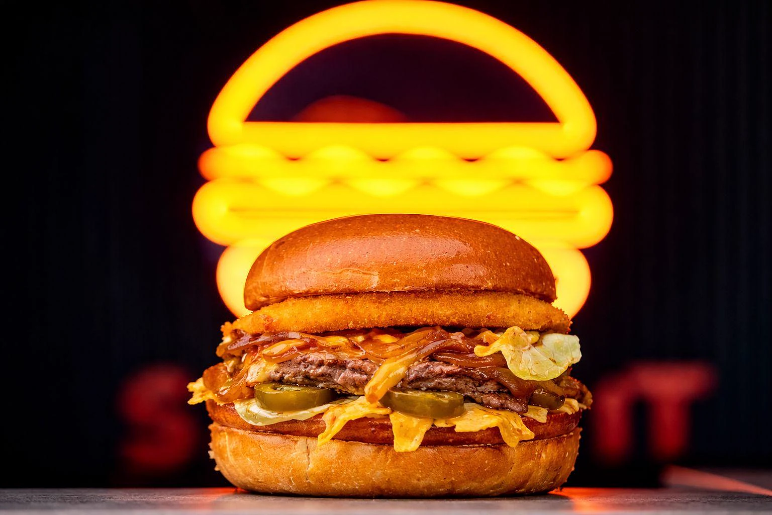 Neon burger post